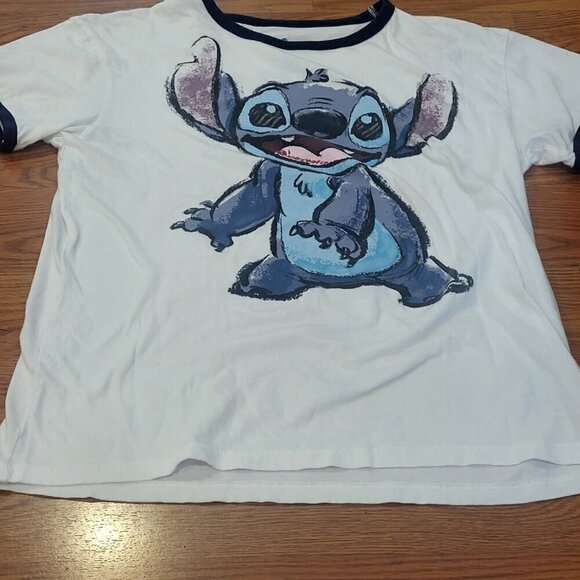 DISNEY LILO & STITCH Youth XL Size 14/16 White Shirt Spray Paint Graphic - Picture 4 of 9